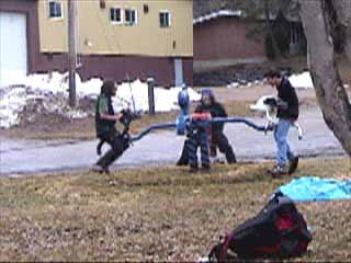 Chris, Daryl and Stefan destroy the kid's playground